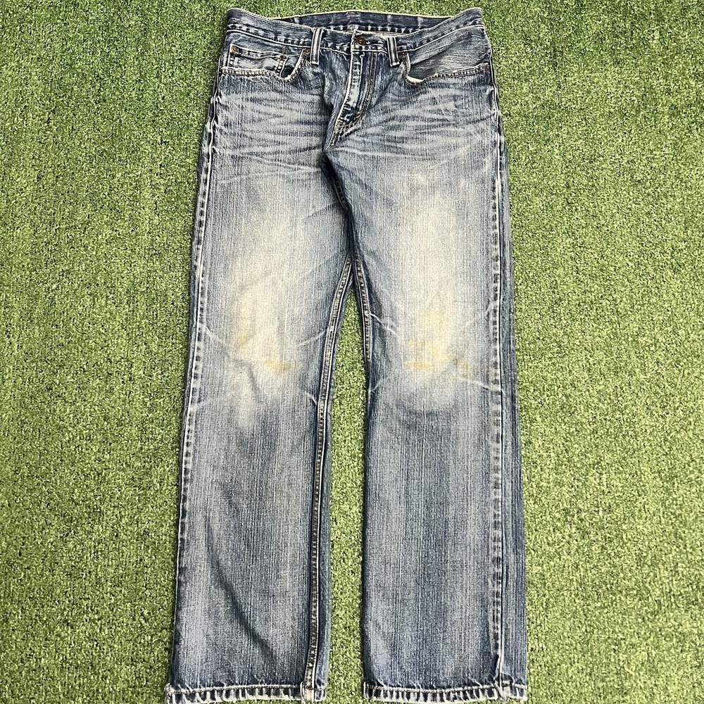 Levi's 514 Men Jeans 32X30 Blue Denim Y2K Slim Straight Logo Cotton Distressed